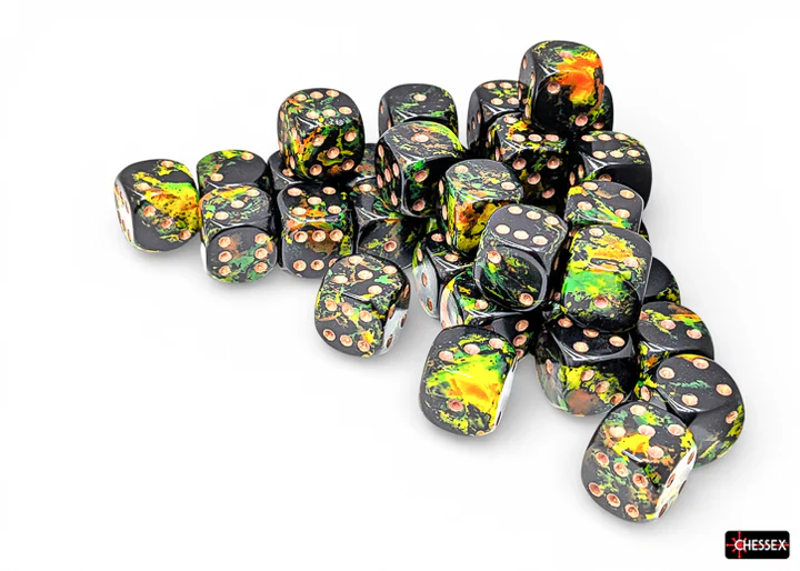 BRUSH 36D6 Deep Forest/gold 12mm Dice Block