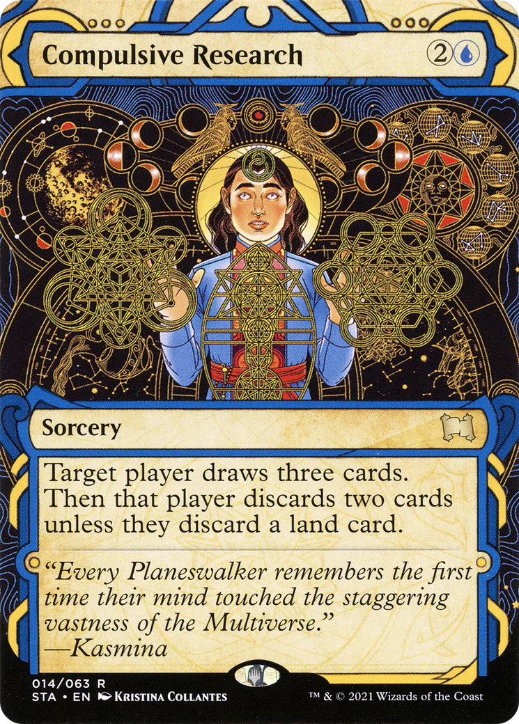 Compulsive Research [Etched Foil]  (STA-014) - [Strixhaven Mystical Archive]: (Showcase) (Borderless)