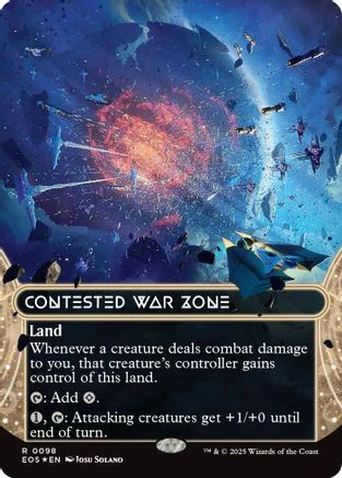 Contested War Zone (0098) (Borderless) (Galaxy Foil)  [Foil]  (EOS-098) - [Edge of Eternities: Stellar Sights]
