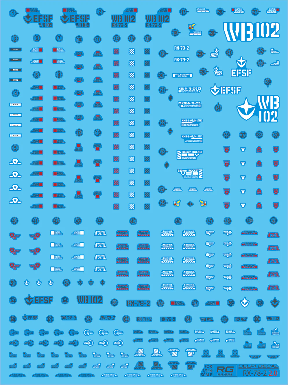 Delpi Decals RG RX-78-2 Ver2.0 WATER DECAL - Image 2