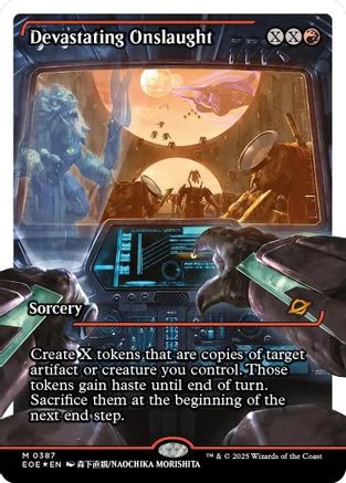 Devastating Onslaught (0387) (Showcase) (Fracture Foil)  [Foil]  (EOE-387) - [Edge of Eternities]