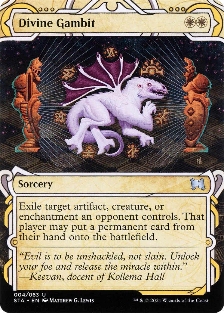 Divine Gambit [Etched Foil]  (STA-004) - [Strixhaven Mystical Archive]: (Showcase) (Borderless)