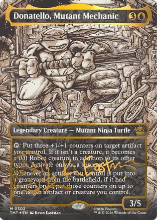 Donatello, Mutant Mechanic (Borderless) (Gold-Stamped Signature)  [Foil]  (TMT-302) - [Teenage Mutant Ninja Turtles]