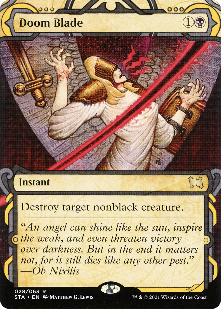 Doom Blade [Etched Foil]  (STA-028) - [Strixhaven Mystical Archive]: (Showcase) (Borderless)