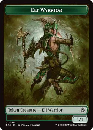 Elf Warrior (0004) // Plant (0005) Double-Sided Token  [Foil]  (ECC-4 // 5) - [Commander: Lorwyn Eclipsed]