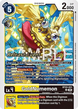 GoldNumemon (BT22-031) - [Cyber Eden Release Event Cards] Foil