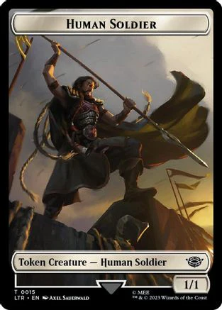 Human Soldier (0015) // Food (0022) Double-Sided Token (Surge Foil)  [Foil]  (LTR-15 // 22) - [The Lord of the Rings: Tales of Middle-earth]