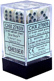 MARBLE 12D6 GREEN/DARK GREEN 16MM