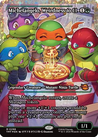 Michelangelo, Weirdness to 11 (Showcase) (Fracture Foil)  [Foil]  (TMT-298) - [Teenage Mutant Ninja Turtles]
