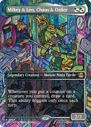 Mikey & Leo, Chaos & Order (Borderless)  [Foil]  (TMT-200) - [Teenage Mutant Ninja Turtles]