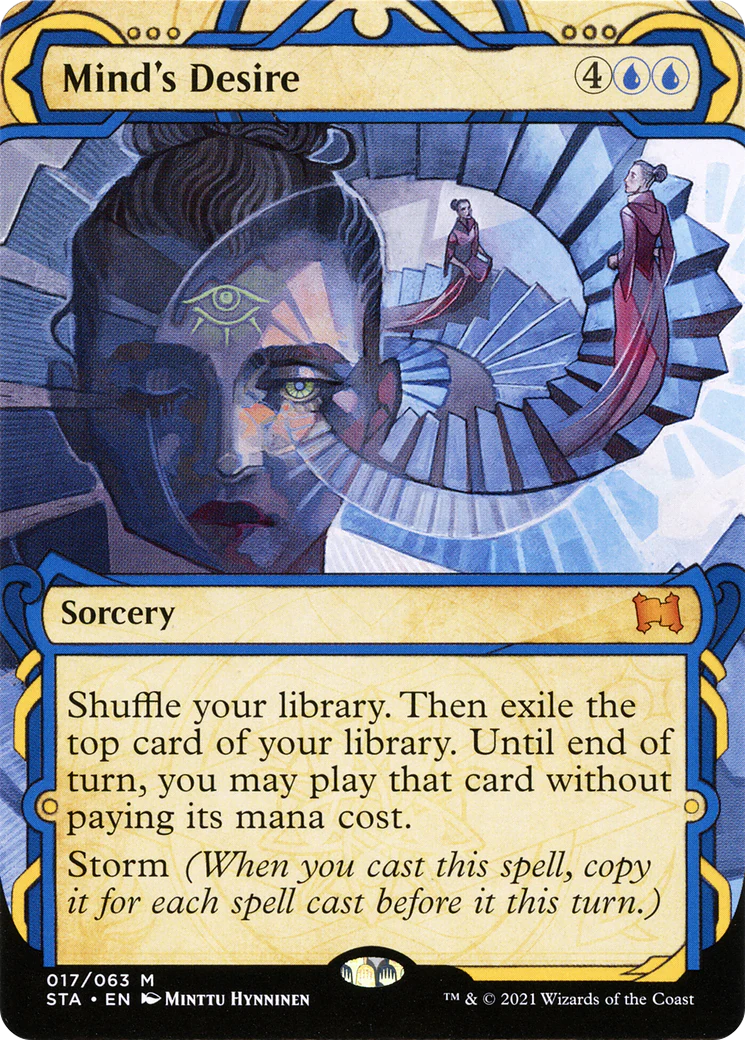 Mind's Desire [Etched Foil]  (STA-017) - [Strixhaven Mystical Archive]: (Showcase) (Borderless)