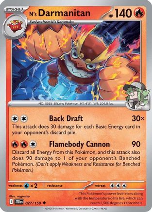 N's Darmanitan - 027/159  - (027/159) Reverse Holofoil [SV09 Journey Together]