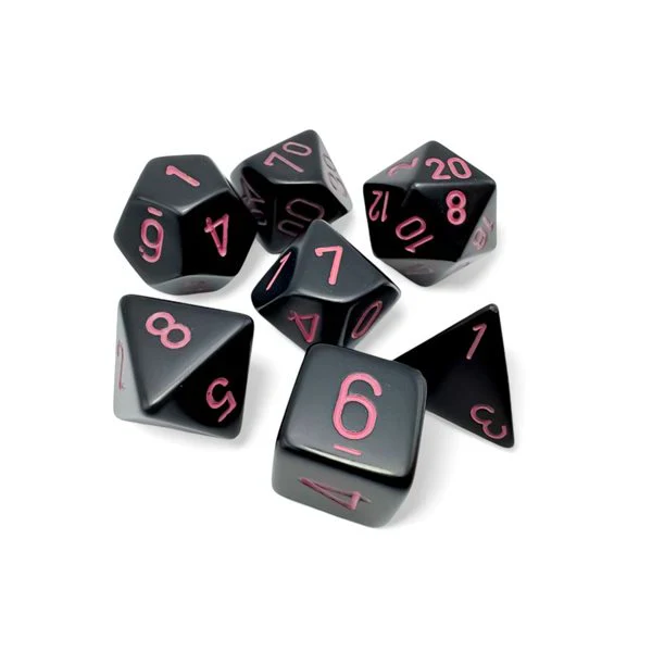 Opaque Polyhedral Black/Pink 7-Die Set