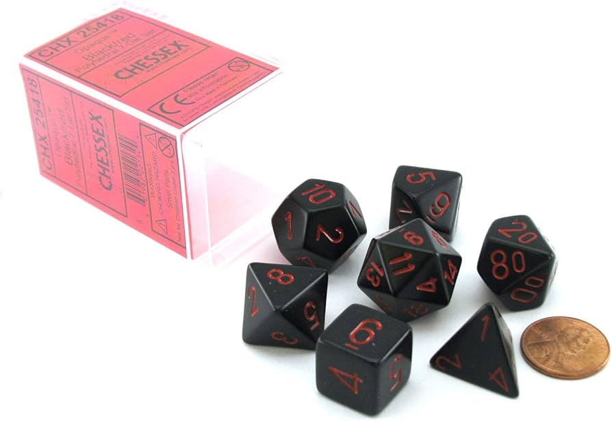 Opaque Polyhedral Black/Red 7-Die Set