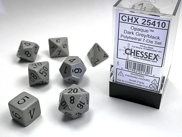 Opaque Polyhedral DARK GREY/BLACK 7-Die Set