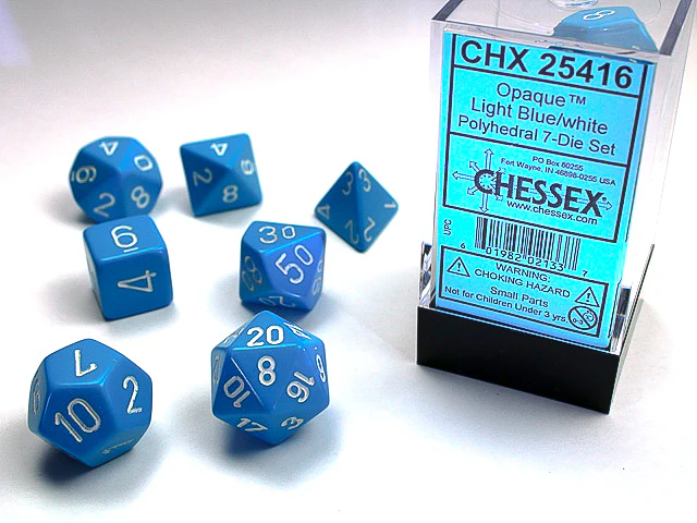 Opaque Polyhedral LIGHT BLUE/WHITE 7-Die Set