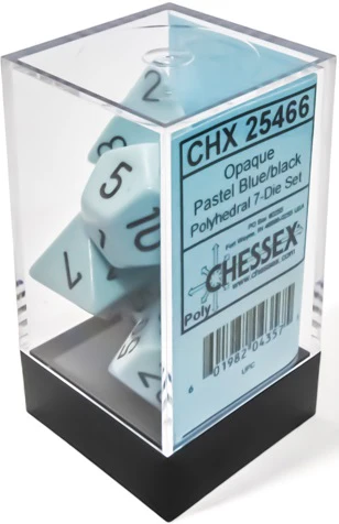 Opaque Polyhedral Pastel Blue/Black 7-Die Set