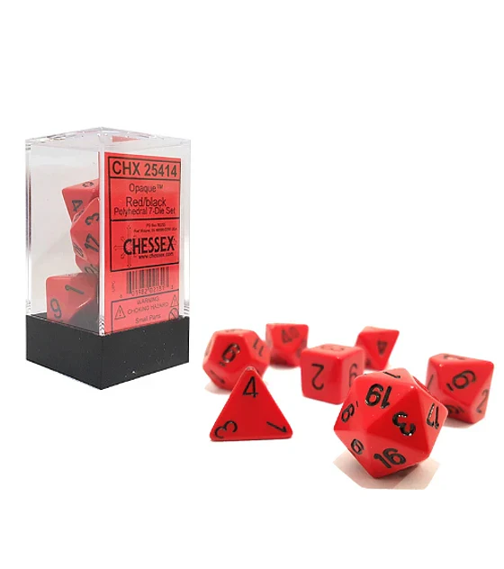 Opaque Polyhedral Red/Black 7-Die Set