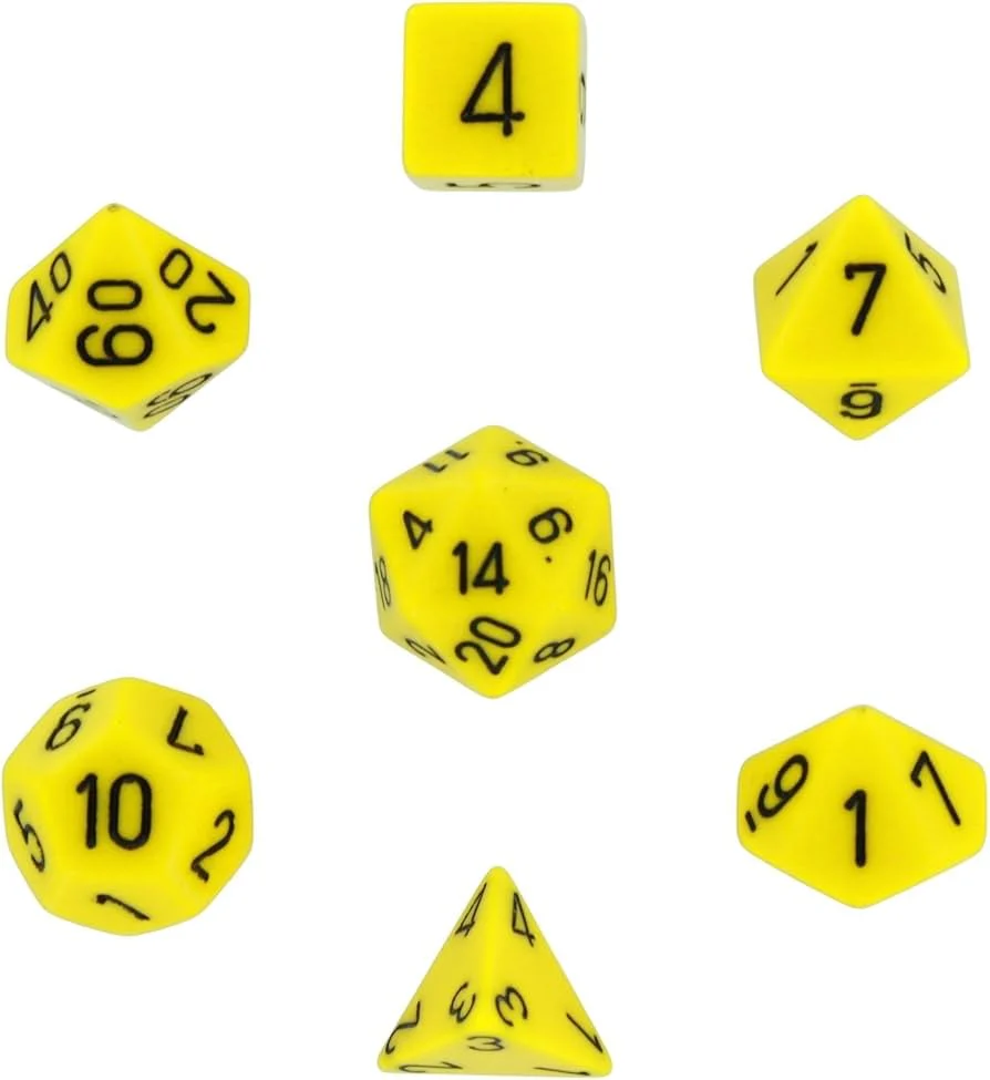 Opaque Polyhedral Yellow/Black 7-Die Set