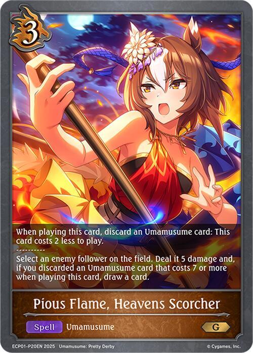 Pious Flame, Heavens Scorcher - P20EN (Foil) - ECP01: Umamusume: Pretty Derby (ECP01-P20EN)
