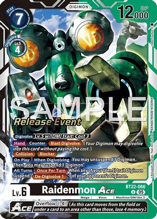 Raidenmon ACE (BT22-066) - [Cyber Eden Release Event Cards] Foil
