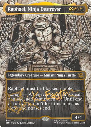 Raphael, Ninja Destroyer (Borderless) (Gold-Stamped Signature)  [Foil]  (TMT-303) - [Teenage Mutant Ninja Turtles]