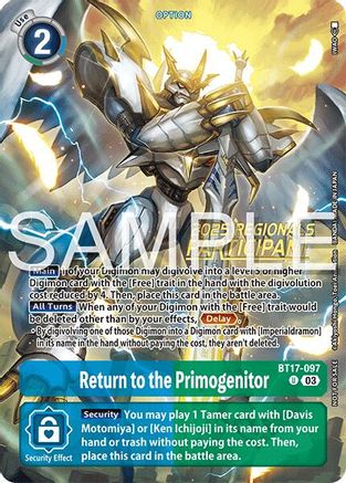Return to the Primogenitor (Regionals 25-26 Season 2 Participant) (BT17-097) - [Secret Crisis]