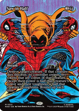Saw in Half (Borderless)  [Foil]  (MAR-021) - [Marvel Eternal-Legal]