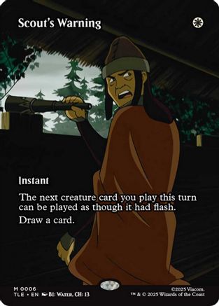 Scout's Warning (Borderless)  [Foil]  (TLE-006) - [Avatar: The Last Airbender: Eternal-Legal]