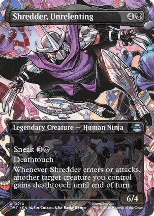 Shredder, Unrelenting (Borderless)  [Foil]  (TMT-210) - [Teenage Mutant Ninja Turtles]