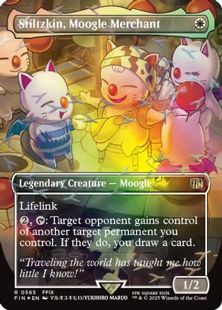 Stiltzkin, Moogle Merchant (Borderless) (Chocobo Track Foil)  [Foil]  (FIN-565) - [FINAL FANTASY]