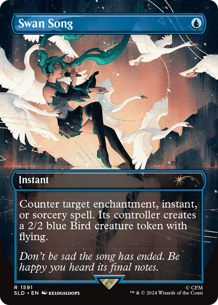 Swan Song [Japanese] [Foil]  (SLD-1591) - [Secret Lair Drop] (Borderless)