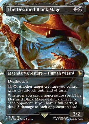 The Destined Black Mage (Borderless)  [Foil]  (FIC-447) - [Commander: FINAL FANTASY]