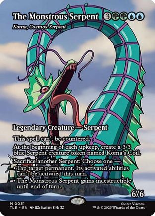 The Monstrous Serpent - Koma, Cosmos Serpent (Borderless)  [Foil]  (TLE-051) - [Avatar: The Last Airbender: Eternal-Legal]