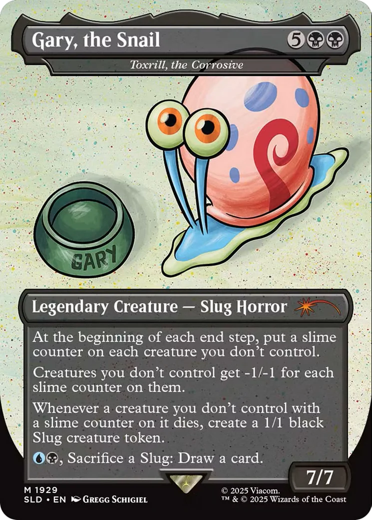 Toxrill, the Corrosive  [Foil]  (SLD-1929) - [Secret Lair Drop] / Gary, the Snail (Borderless)