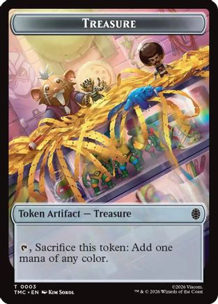 Treasure // Clue Double-Sided Token  [Foil]  (TMC-3 // 2) - [Commander: Teenage Mutant Ninja Turtles]