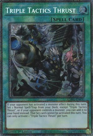 Triple Tactics Thrust (Starlight Rare) [CH01-EN030] - THE CHRONICLES DECK: The Fallen & The Virtuous (All-Foil Edition) 1st Edition - Starlight Rare