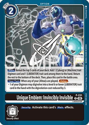 Unique Emblem: Invincibly Invisible (Dawn of Liberator Box Topper) (P) - [Digimon Promotion Cards] Foil