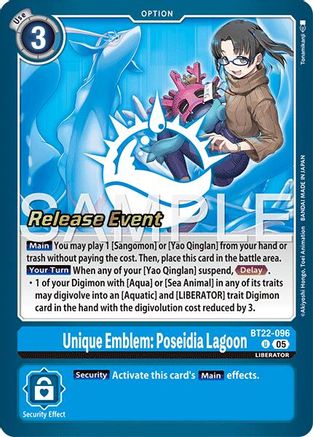 Unique Emblem: Poseidia Lagoon (BT22-096) - [Cyber Eden Release Event Cards] Foil