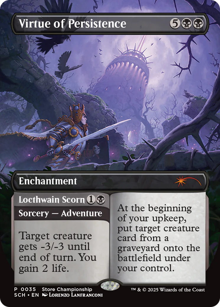 Virtue of Persistence // Locthwain Scorn  [Foil]  (GAME-035) - [Store Championships]: (enchantment) (Borderless)