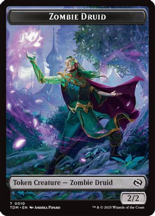Zombie Druid // Treasure Double-Sided Token  [Foil]  (TDM-10 // 16) - [Tarkir: Dragonstorm]
