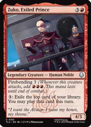 Zuko, Exiled Prince  [Foil]  (TLA-163) - [Avatar: The Last Airbender]